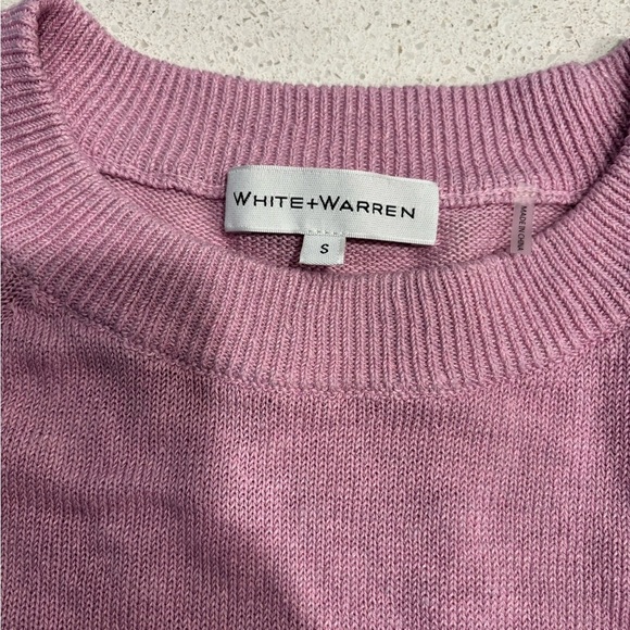 White + Warren Light Pink Crew Neck 100% Linen Sweater Size S - Picture 2 of 7